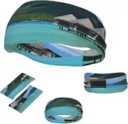 FJWSLCH Tahiti Beach Headbands for Women Men Non Slip Workout Sweatbands Adjustable Sports Hair Bands Elastic Head Bands Moisture Wicking Hairband for Running, Cycling, Yoga, Spa