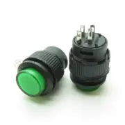 5 x Green 16mm Latching Locking Push Button Switch + LED light Indicator 4Pin 3A
