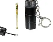 Mini Aluminum Spice Dispensers Set - Leakproof, Salt & Pepper Pots, Portable Travel Containers with Key Ring, Black, Perfect for Camping & Kitchen（1-Pack,black）