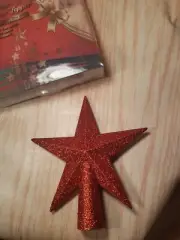 Red Filigree Star Christmas Tree Topper 5 point 6 inch