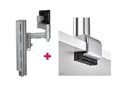Atdec AWMS-4640 Single 460mm Monitor Arm + 400mm Post / 12kg (26.5lb) Flat Screen, 10kg (22lb) Curved Screen + C Clamp Desk Fixing, Silver