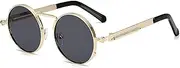 [Kyiduo] Retro Round Circle Metal Frame Steampunk Sunglasses for Women Men3334