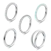 Jstyle 5Pcs 18G 16G Surgical Steel Nose Rings Hoop for Women Opal CZ Clicker ...