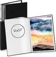 Dunwell 11x17 Portfolio Binder Folder (Black, Vertical) - Binder with Plastic Sleeves and Poly Cover, Portfolio Presentation Book with 24 Binder Pockets, Large Art Portfolio Folder