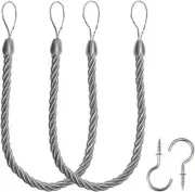 Curtain Ropes Tiebacks Tie-Backs, Curtain Handmade Holdbacks with 2 Metal Scr...
