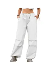 Loose Laced Cargo Pants - White