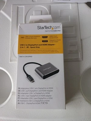 Startech CDP2DPHD 2-IN-1 USB-C MULTIPORT VIDEO ADAPTER TO 4K 60HZ DISPLAYPORT 1.