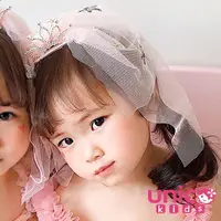在飛比找Yahoo奇摩購物中心優惠-UNICO 韓國熱賣 小花童超萌粉系皇冠頭紗全包布髮夾