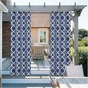 Outdoor Waterproof Blackout Curtains 2 Panels Thermal Insulated Sun Shade Grommet Curtains for Patio Bedroom Porch Living Room Pergola Gazebo Sliding Door Blue 300x270cm