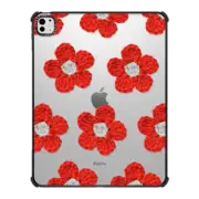 iPad Pro 13-inch (M4) iPad Impact Case Crochet Flowers - Red