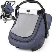 Rquite Car Seat Cover Baby, Winter Carseat Cover Boy Girl, Waterproof Infant Car Seat Cover, Warm Car Seat Canopy, Newborn Cold Weather Shield, Baby Carrier/Stroller Cover with 2 Layers Window, Black
