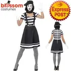 CA282 Ladies Mime Artist Mesmerizing Costume French Clown Circus Funny Make Up