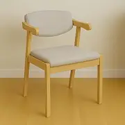 New Solid Timber Rubberwood Wooden Dining Chair Study Armchair Cushioned Seat and Back