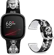 [Sjiangqiao] Compatible with Fitbit Sense/Sense 2/Versa 3/Versa 4 Bands Stitch Soft Silicone Chic Cute Cartoon Band Lovely Style Replacement Sports Strap for Sense Versa 3 Men Women