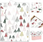 Whaline 100 Sheets Christmas Boho Tissue Paper Xmas Tree Gift Wrapping Paper Art Craft Paper for Home DIY Gift Bags Winter New Year Decor, 14 x 20 Inch
