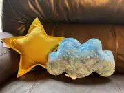 Target Bullseye's Novelty Plush Glitter Gold Star & Blue Cloud Throw Pillows