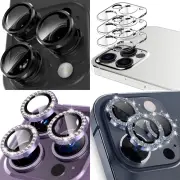 For iPhone 16 15 14 Pro Max Camera Lens Metal Ring Glass Screen Cover Protector