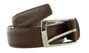 Pierre Cardin Dark Brown Classic Square Silver D-Ring Adjustable Belt Adjustable