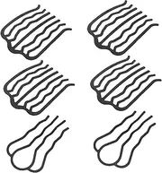 Vaguelly 6pcs Black Side Hair Combs Women: Metal U Shape Hairpins Hair Styling Tools for Women - Decorative Side Comb for Bun French Twist