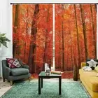 Autumn Red Atmosphere 3D Blockout Photo Print Curtain Fabric Curtains Window