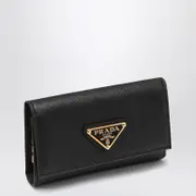 [Prada] Black Saffiano key ring with logo One size Black