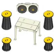 Set of 4 x 16"/41 cm Real-original Mini-Max telescopic stools with Tic-Tac table
