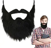 Funny Back Fake Beard | Novelty Black Hair Halloween Cosplay Props,Halloween Supplies Fake Mustache for Costume False Beards, Carnival Holiday Halloween Pochy