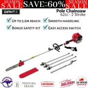 Giantz Pole Chainsaw Petrol Hedge Trimmer Pruner Saw Brush Tree Cutter Kit 5.6m