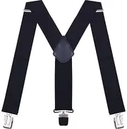 [AMPIL] Suspenders for Men Big and Tall with Heavy Duty Clip Men's Suspenders for Work 2" Wide Y-Back Suspenders for Mens, Black