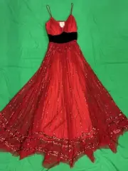 Cassandra Stone~Red Sequined Gown~ Handkerchief Hem~Sz 4~ NWT