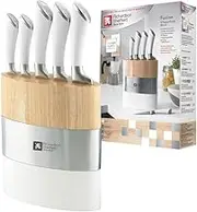 Amefa Richardson Sheffield Fusion Kitchen Knife Block 6 Piece Set, White, 18 x 10 x 37.6 cm