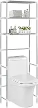 3-Tier Bathroom Storage Rack Over Toilet, Silver Stainless Steel Organizer with Extra Storage Space, Wall Mounted Holder - 53 x 28 x 169 cm, Bathroom Essentials Shelf, Durable & Easy Assembly