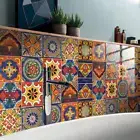 New 10Pcs Tile Decals Peel and Stick Mandala Backsplash Tile Decals Creative 10x