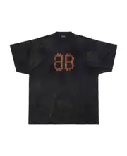 T-shirt Crypto Oversize in Nero Délavé 2,3 Black
