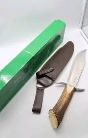 HEN & ROOSTER STAG HR 5000 SPAIN FIXED BLADE BOWIE KNIFE & SHEATH NEW IN BOX