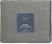 Ardor Boudoir Embre Linen Look Washed Cotton Quilt Cover Set, Khaki, Queen