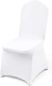 VEVOR 50 Pcs White Chair Covers Polyester Spandex Chair Cover Stretch Slipcovers for Wedding Party Dining Banquet Flat-Front Chair Covers