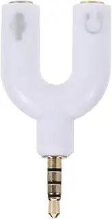 SEWACC Audio Converter U Shape Earphone Splitter Adapter Connect Microphone Speakers Easy Plug and Use for Music Sharing White Color