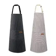 2 Pack Apron Cotton Cooking Kitchen Aprons Adjustable Bib Apron with 2 Pocket