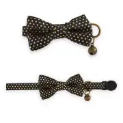 Whisker City Easy-Release Cat Kitten Collar Adjustable 7-9” Black Gold Bow Bell