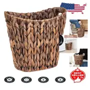 Rustic Brown Wicker Waste Basket with Sturdy Handles - Eco-Friendly & Stylish