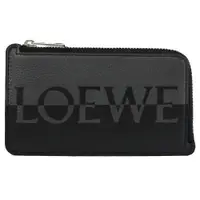 在飛比找ETMall東森購物網優惠-LOEWE 撞色LOGO印花牛皮卡片零錢包.黑灰