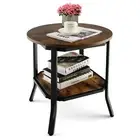 Giantex 2-Tier Round Side End Table Metal Bedside Sofa Table w/ Storage Shelf