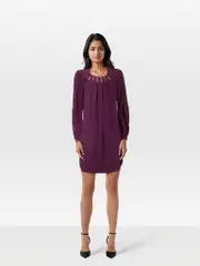 Purple Front Cut Out Dress