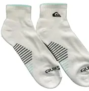 Quicksilver Single Pack White, Cool Mint Quarter Socks Mens Size 6-12