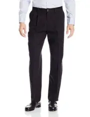 Dockers Men's Classic Fit Signature Khaki Pant - Pleated D3, Black Disc