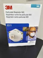 3M N95 Particulate Respirator Face Mask, Box of 10 - 8511, NEW