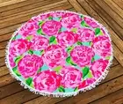 BACK IN NEW LILLY INSPIRED 59" ROUND BEACH TOWEL ROSE SUMMER POOL RARE
