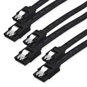 3-Pack 18In SATA III Cable 6Gbps Straight 180 Degree for HDD SSD CD Drive Black
