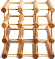 Wood Stackable Modular Wine Rack Storage Holder with Natural Pins, 12 Bottle, As